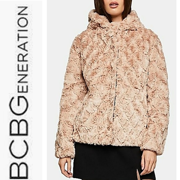 🏩NWT BCBG GENERATION FAUX FUR BLUSH JACKET🏩 - Picture 1 of 8